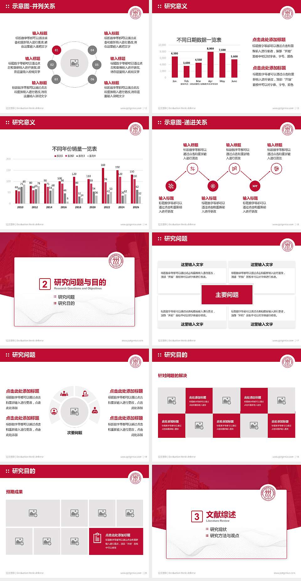 中国人民大学论文答辩标准PPT模板4:3格式幻灯片预览图3
