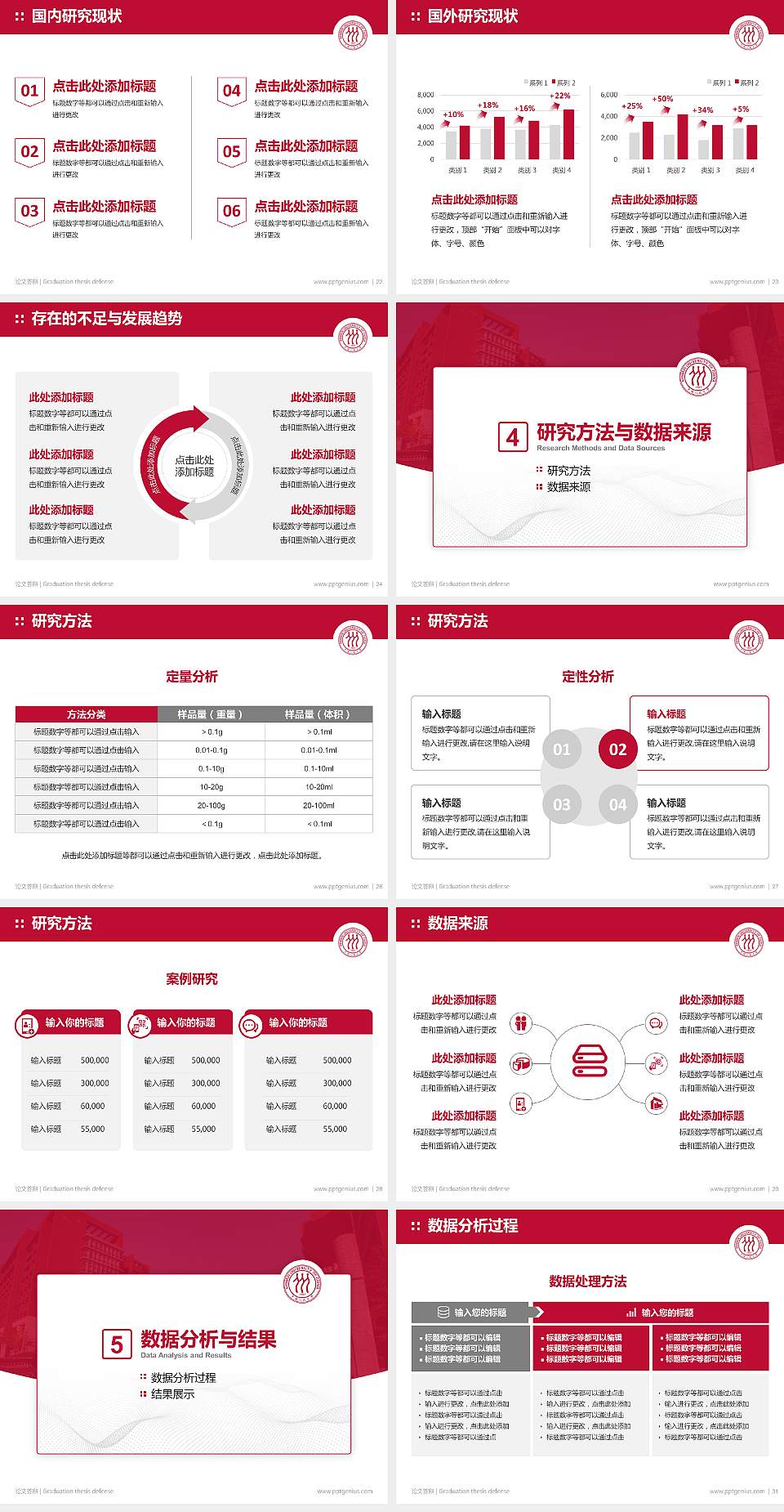 中国人民大学论文答辩标准PPT模板4:3格式幻灯片预览图4