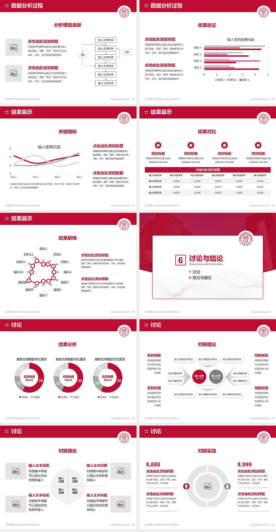 中国人民大学论文答辩标准PPT模板4:3格式幻灯片预览图5