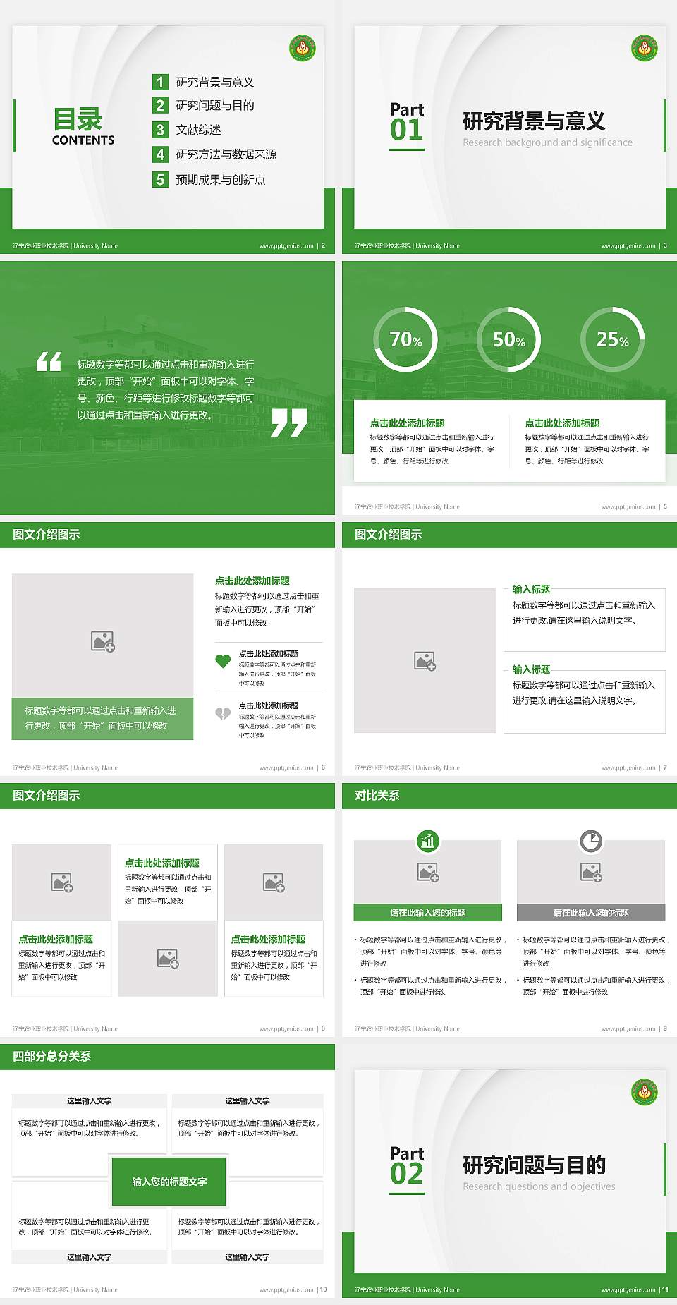 辽宁农业职业技术学院硕士研究生/本科生毕业论文答辩/开题报告通用PPT模板下载4:3格式幻灯片预览图2