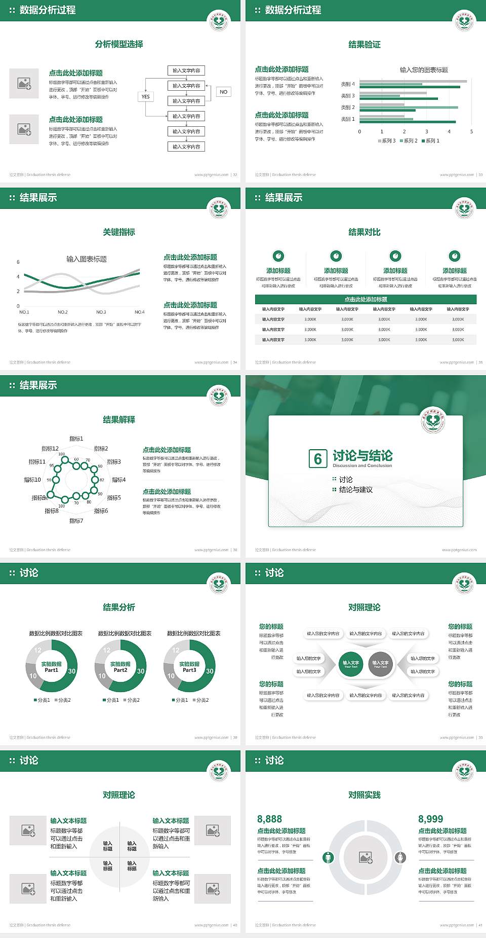 泰山护理职业学院论文答辩标准PPT模板4:3格式幻灯片预览图5