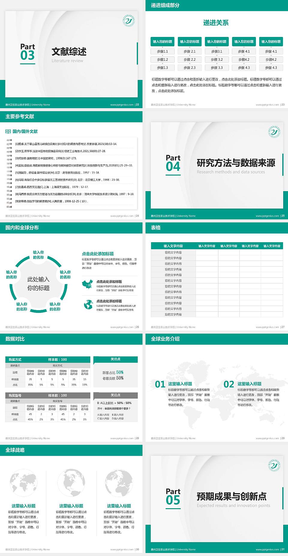 惠州卫生职业技术学院硕士研究生/本科生毕业论文答辩/开题报告通用PPT模板下载4:3格式幻灯片预览图4