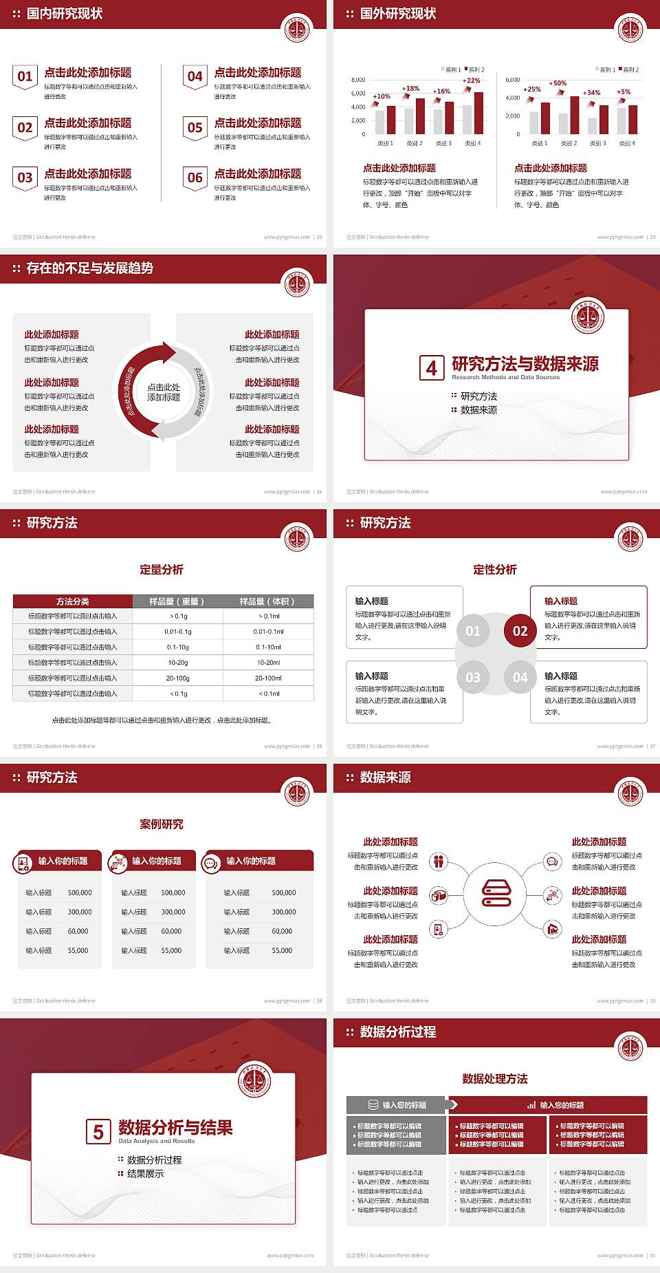 中国政法大学论文答辩标准PPT模板4:3格式幻灯片预览图4