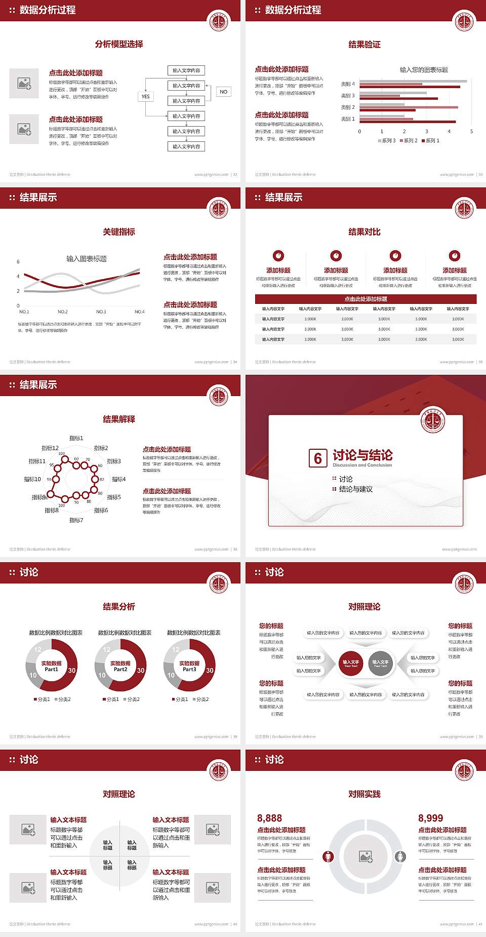 中国政法大学论文答辩标准PPT模板4:3格式幻灯片预览图5