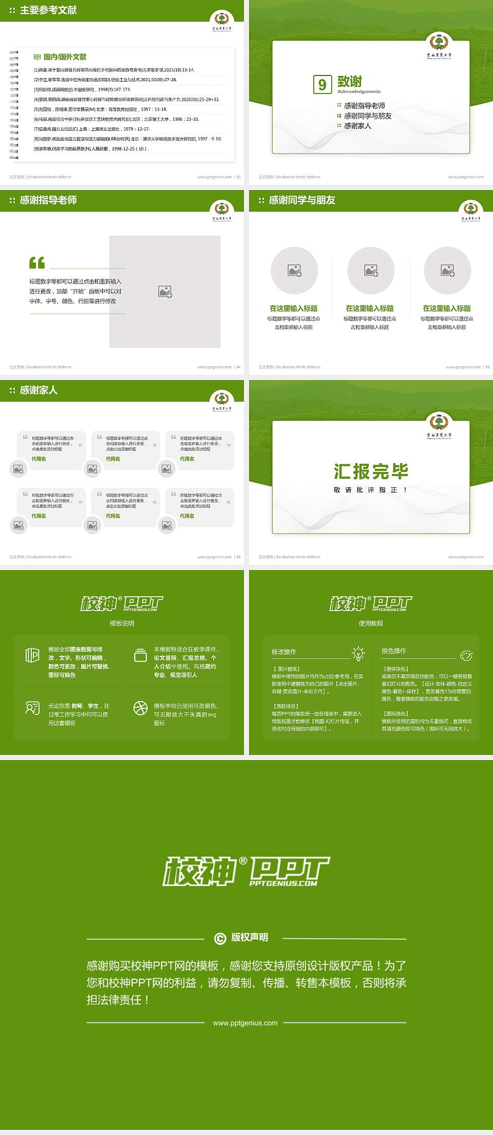 云南农业大学热带作物学院论文答辩标准PPT模板4:3格式幻灯片预览图7