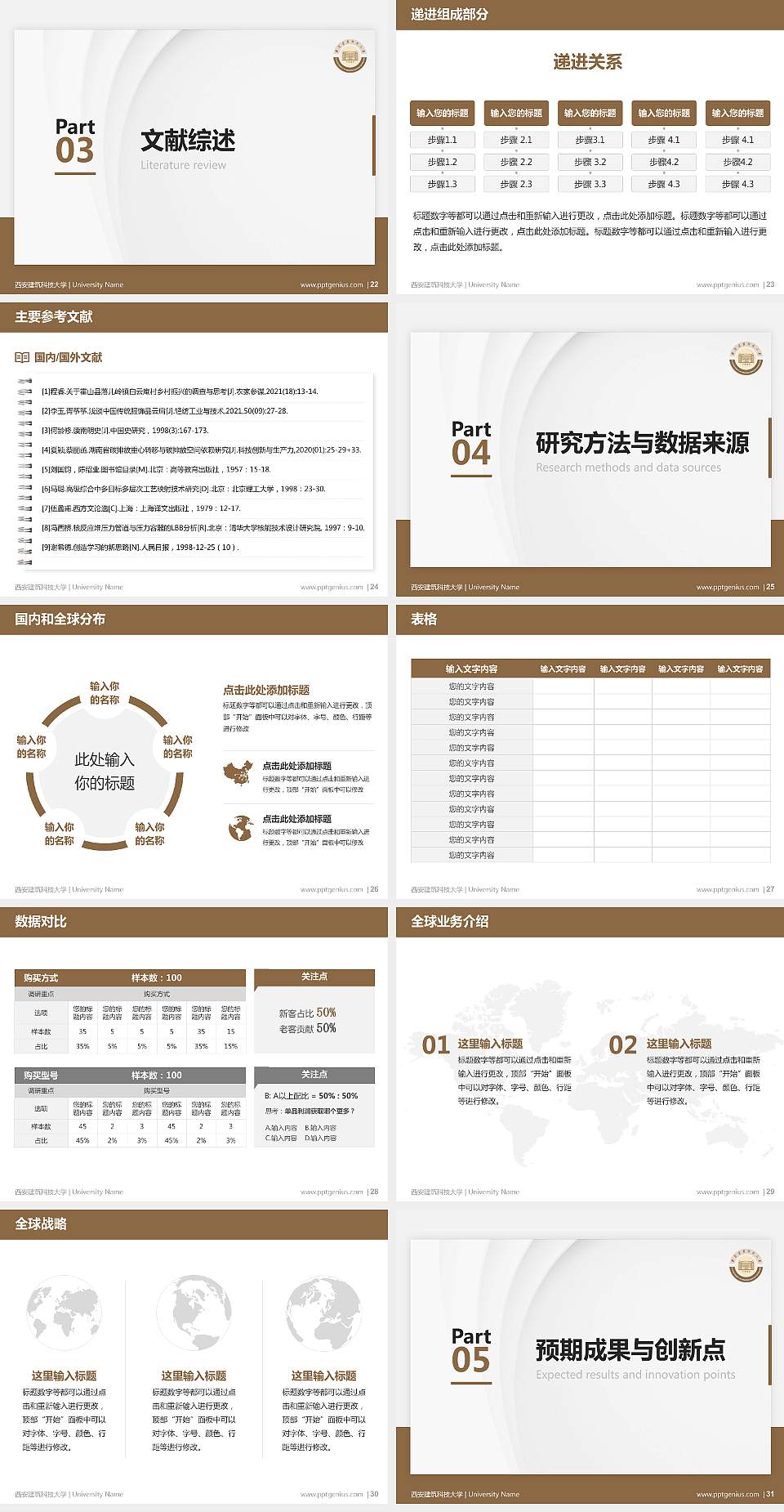 西安建筑科技大学硕士研究生/本科生毕业论文答辩/开题报告通用PPT模板下载4:3格式幻灯片预览图4