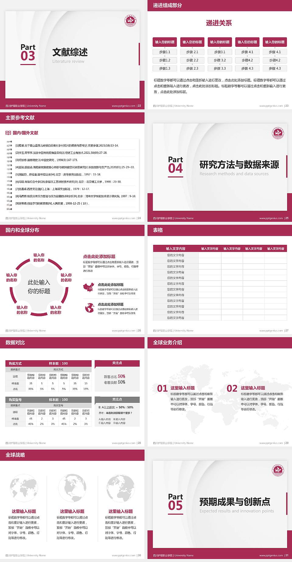 四川护理职业学院硕士研究生/本科生毕业论文答辩/开题报告通用PPT模板下载4:3格式幻灯片预览图4