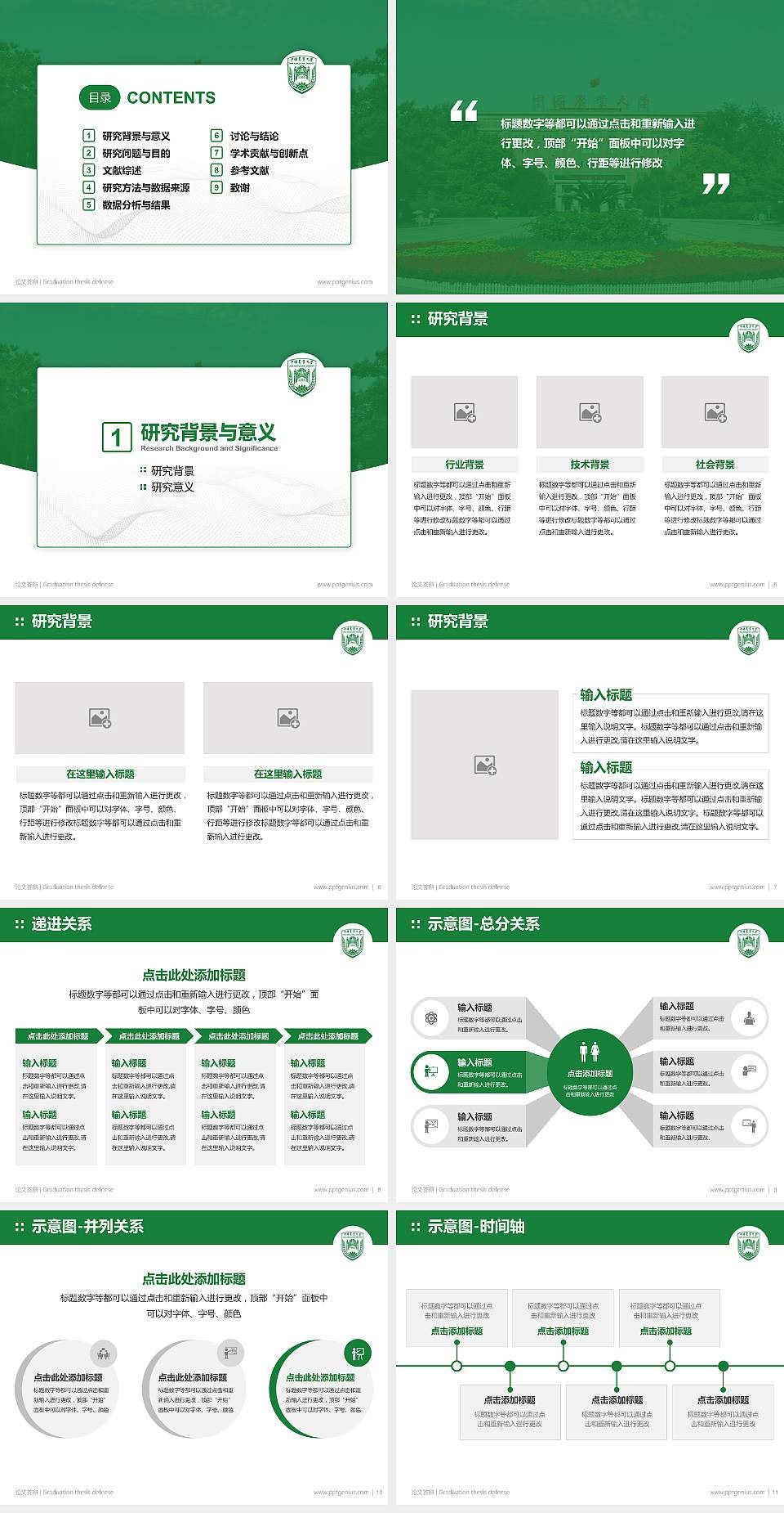 中国农业大学论文答辩标准PPT模板4:3格式幻灯片预览图2