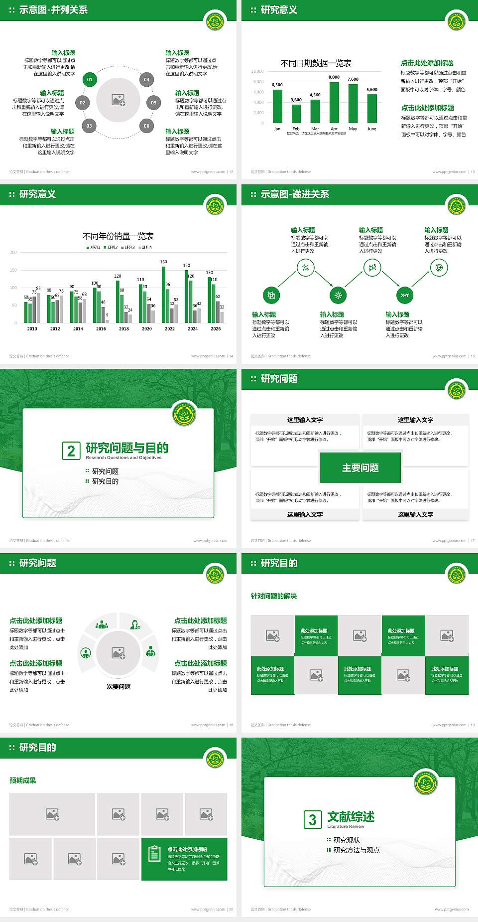 云南农业职业技术学院论文答辩标准PPT模板4:3格式幻灯片预览图3