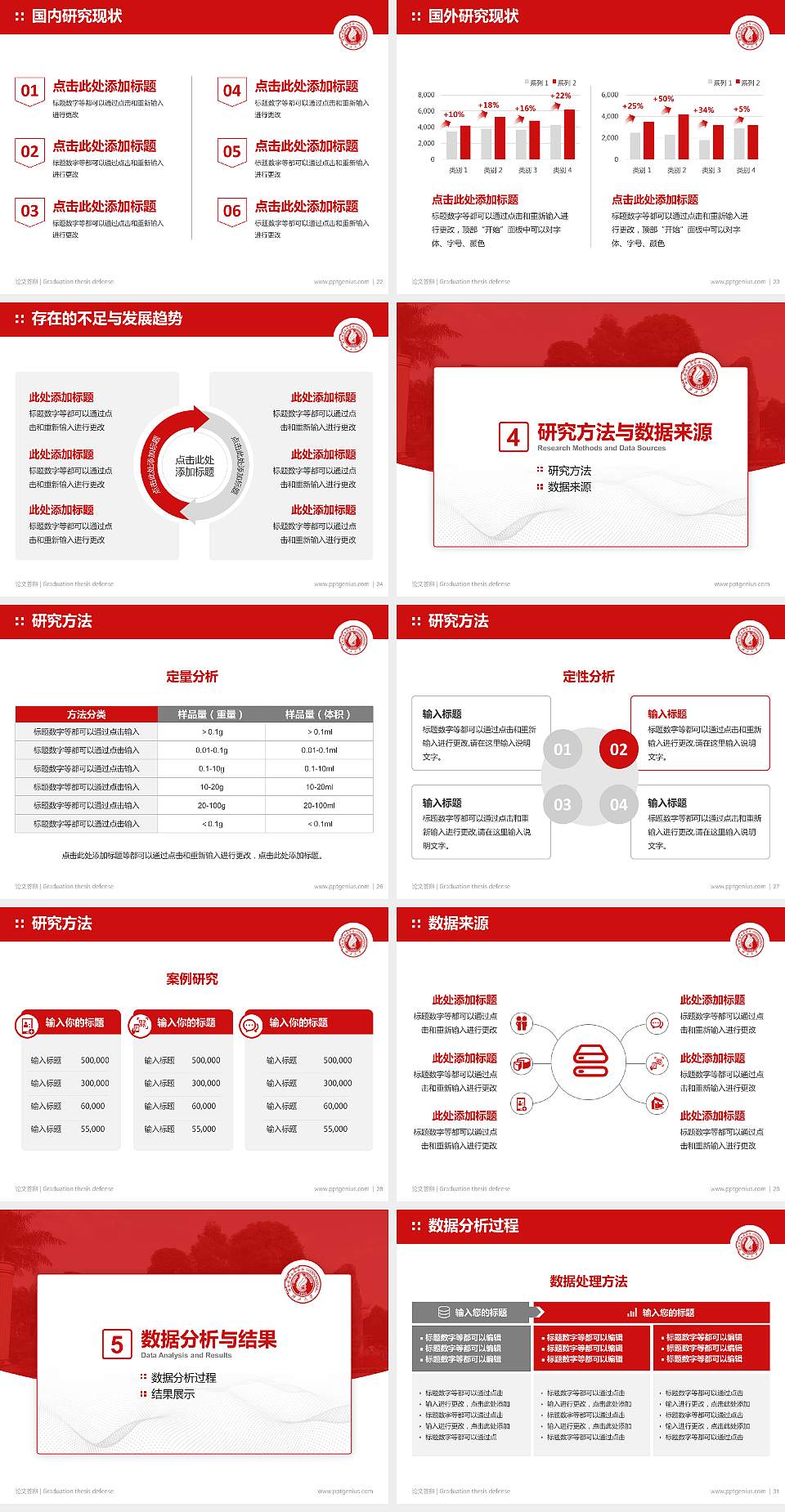 广西大学论文答辩标准PPT模板4:3格式幻灯片预览图4