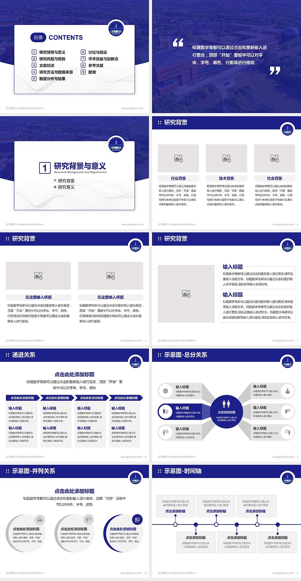 吉林外国语大学论文答辩标准PPT模板4:3格式幻灯片预览图2