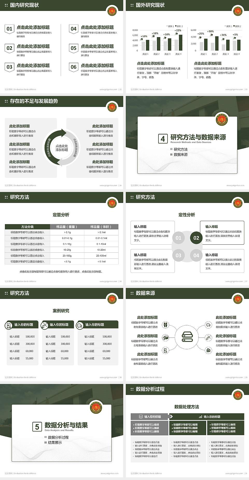 中国人民武装警察部队警官学院论文答辩标准PPT模板4:3格式幻灯片预览图4