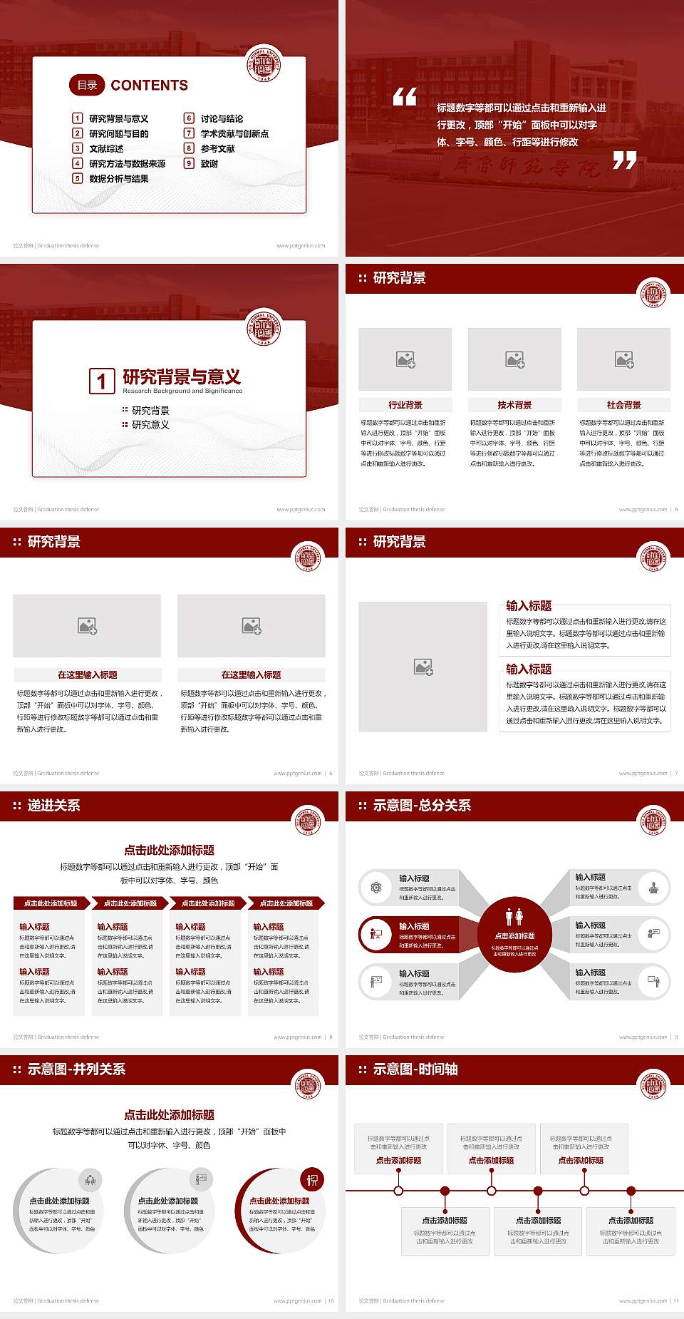 齐鲁师范学院论文答辩标准PPT模板4:3格式幻灯片预览图2