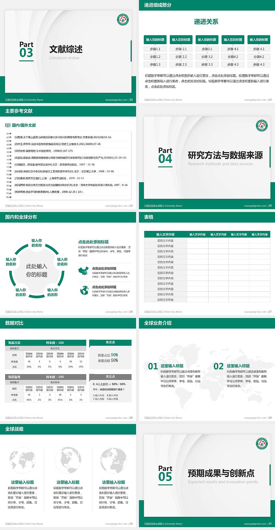 江西卫生职业学院硕士研究生/本科生毕业论文答辩/开题报告通用PPT模板下载4:3格式幻灯片预览图4