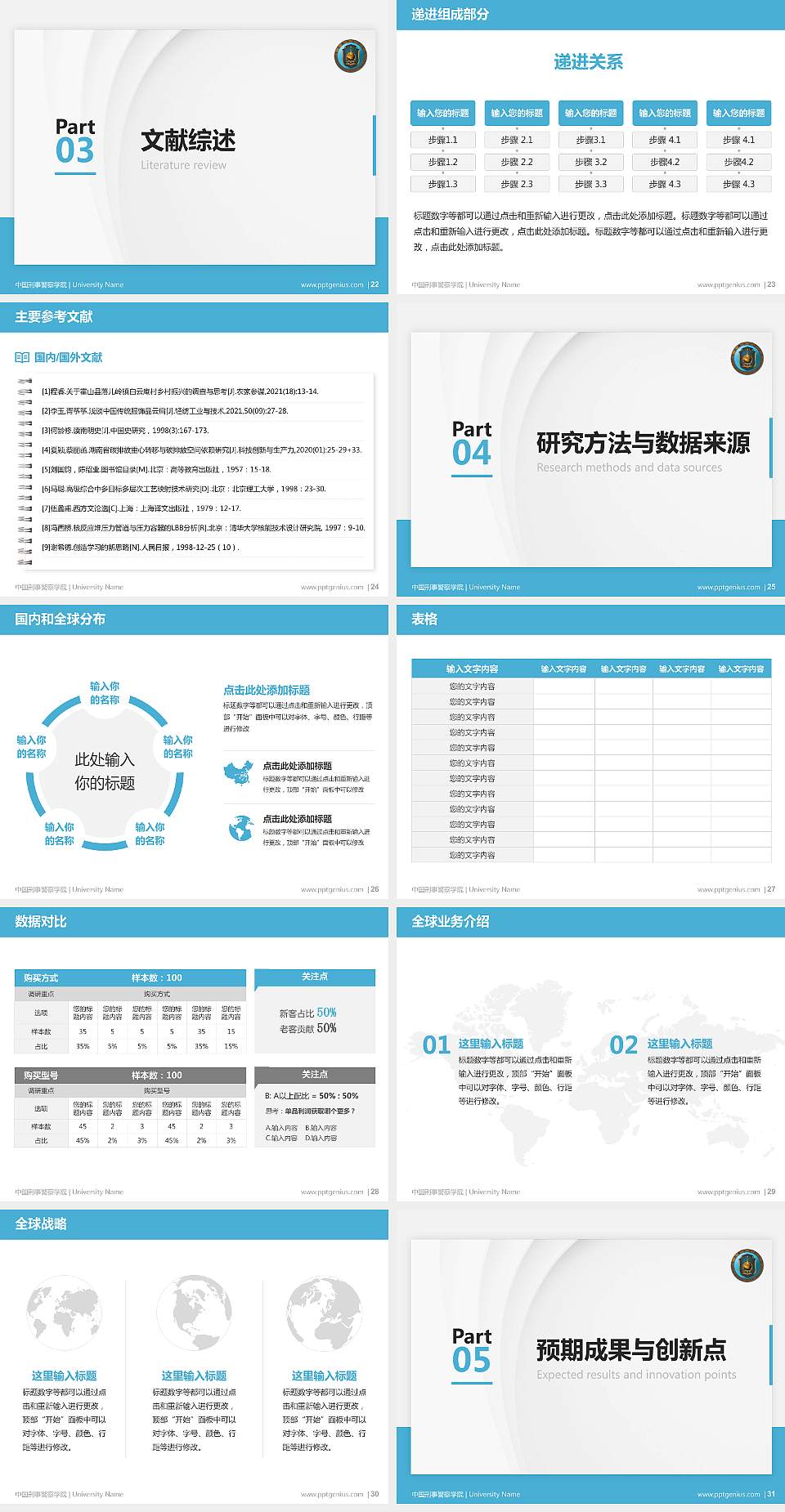中国刑事警察学院硕士研究生/本科生毕业论文答辩/开题报告通用PPT模板下载4:3格式幻灯片预览图4