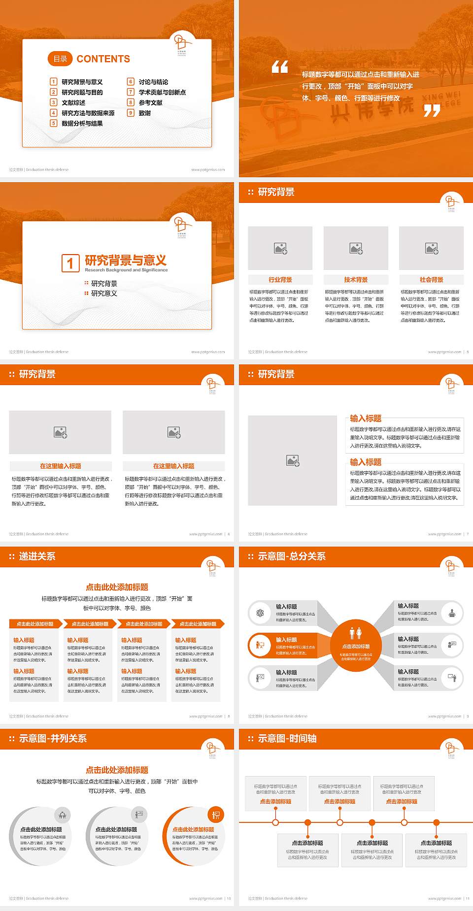 上海兴韦信息技术职业学院论文答辩标准PPT模板4:3格式幻灯片预览图2