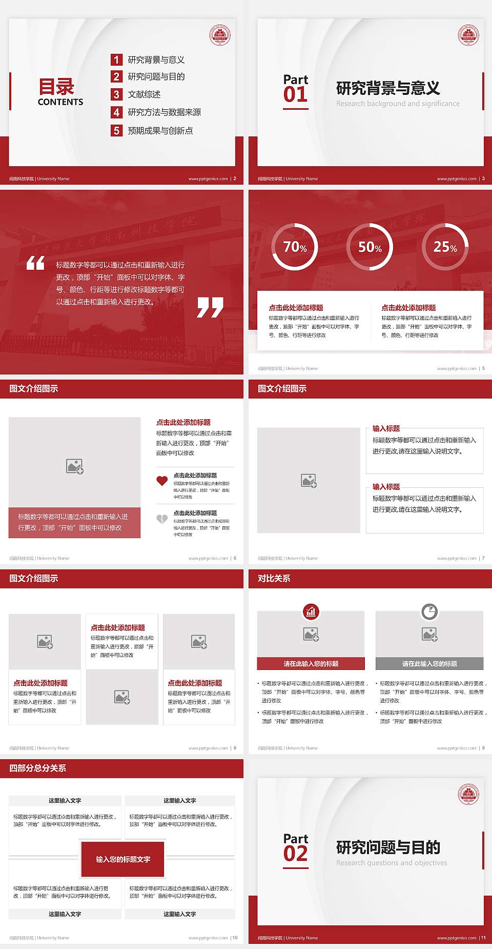 闽南科技学院硕士研究生/本科生毕业论文答辩/开题报告通用PPT模板下载4:3格式幻灯片预览图2