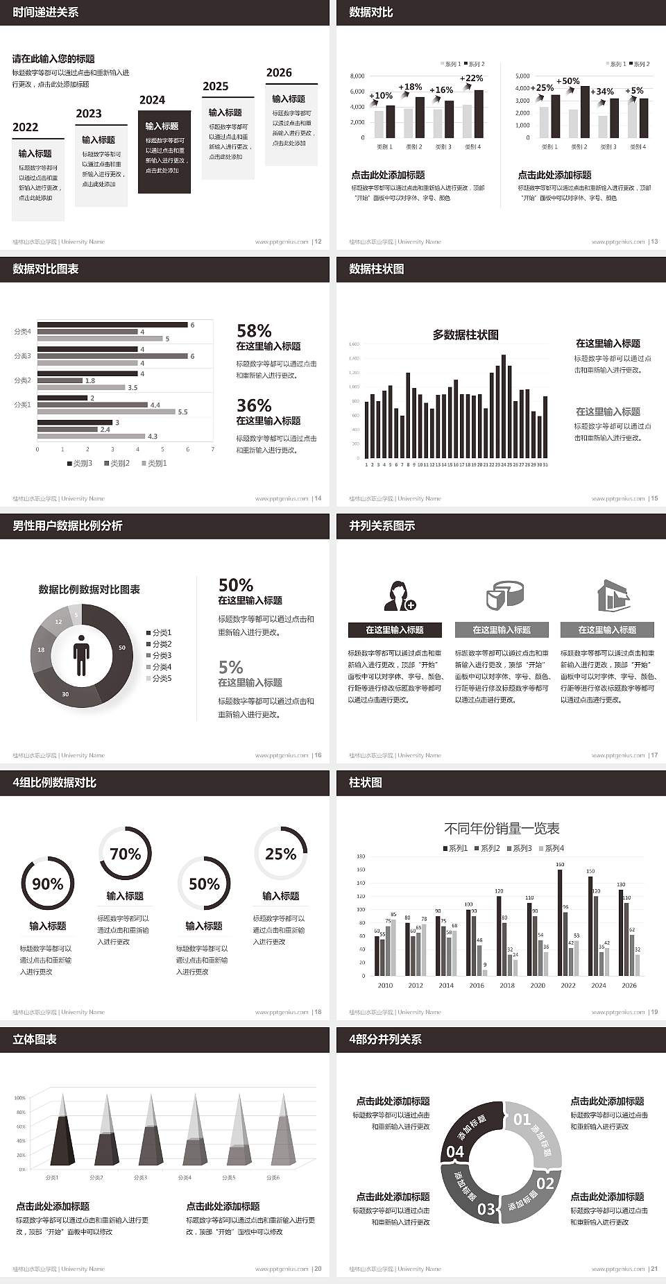 桂林山水职业学院硕士研究生/本科生毕业论文答辩/开题报告通用PPT模板下载4:3格式幻灯片预览图3