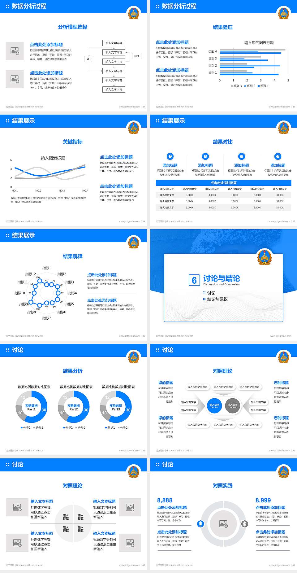 解放军装甲兵学院论文答辩标准PPT模板4:3格式幻灯片预览图5