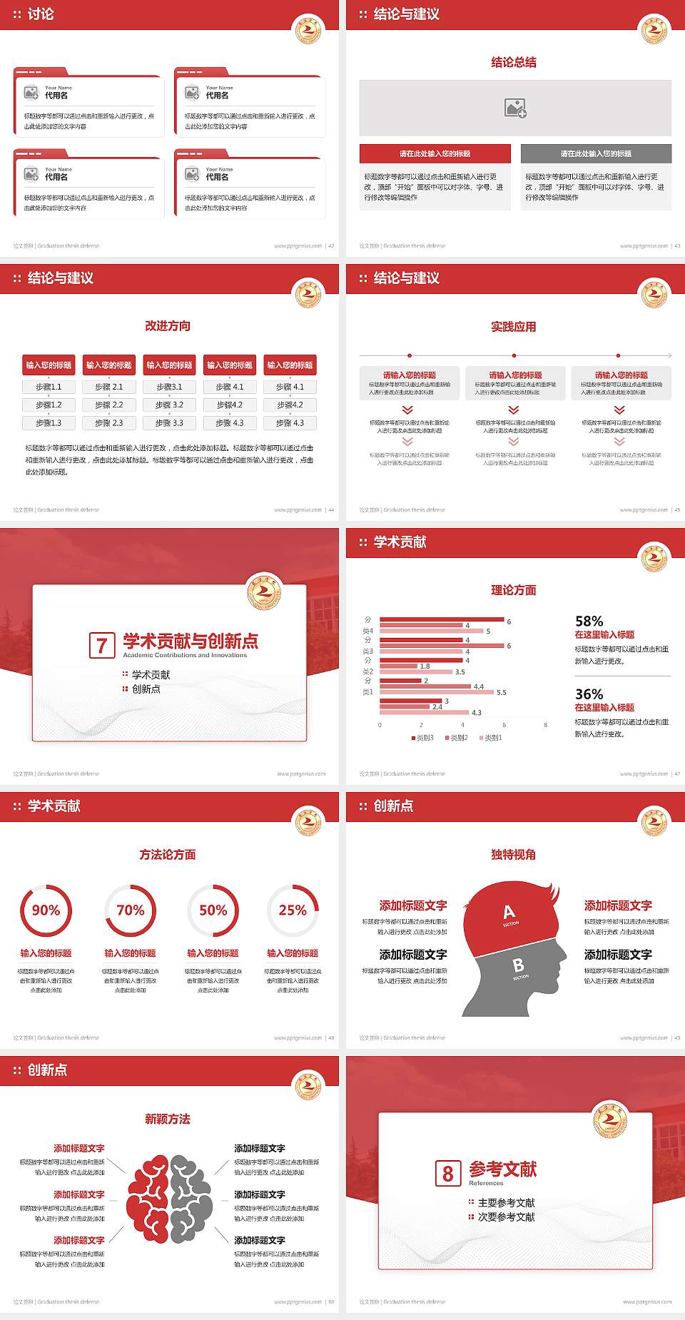 长治学院论文答辩标准PPT模板4:3格式幻灯片预览图6