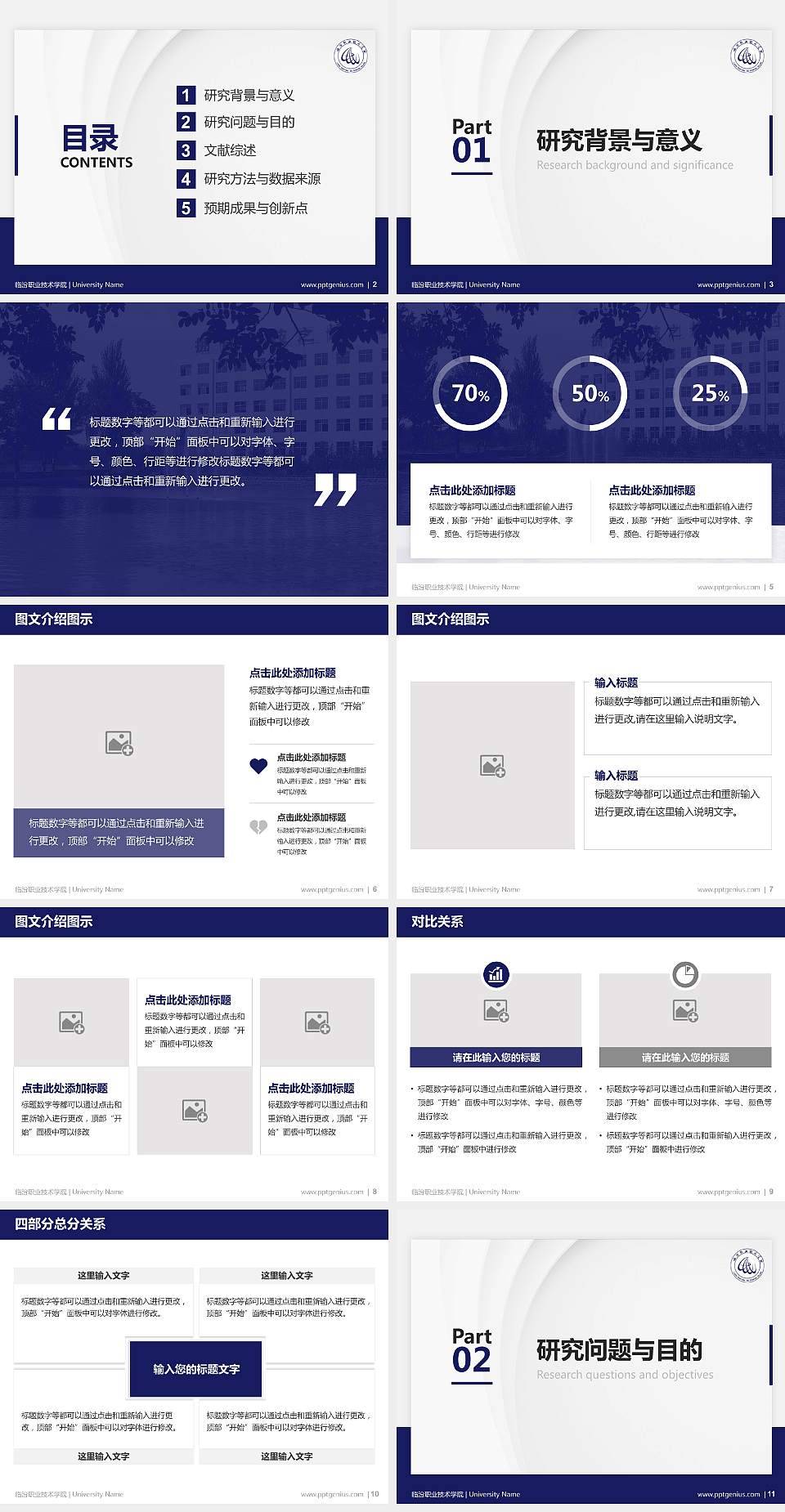 临汾职业技术学院硕士研究生/本科生毕业论文答辩/开题报告通用PPT模板下载4:3格式幻灯片预览图2