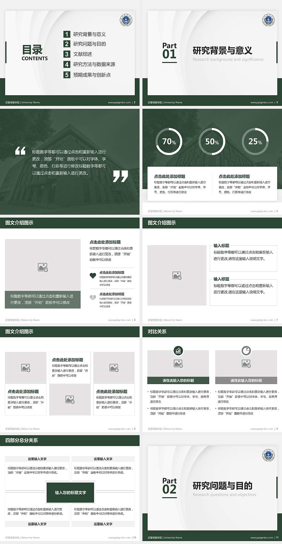 武警海警学院硕士研究生/本科生毕业论文答辩/开题报告通用PPT模板下载4:3格式幻灯片预览图2