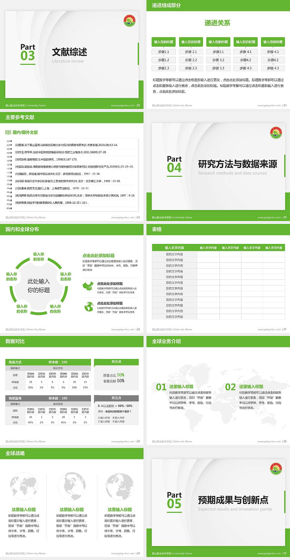 黄山职业技术学院硕士研究生/本科生毕业论文答辩/开题报告通用PPT模板下载4:3格式幻灯片预览图4