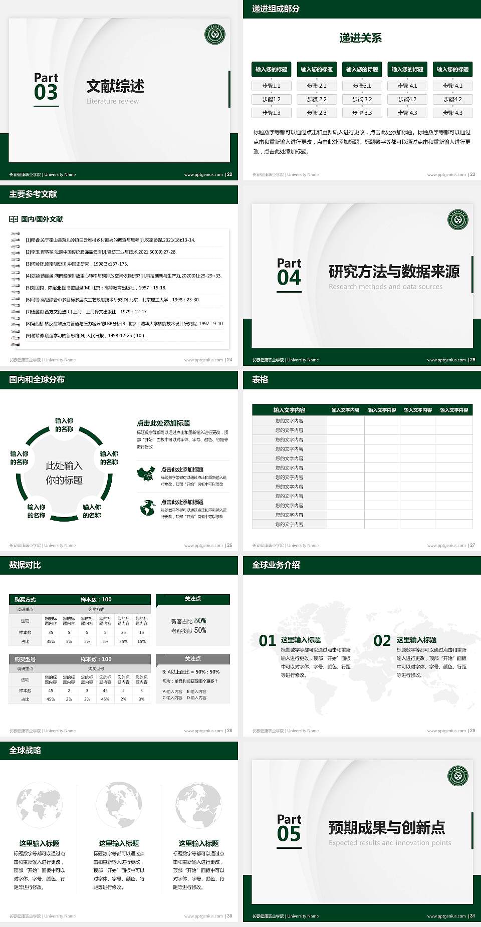 长春健康职业学院硕士研究生/本科生毕业论文答辩/开题报告通用PPT模板下载4:3格式幻灯片预览图4
