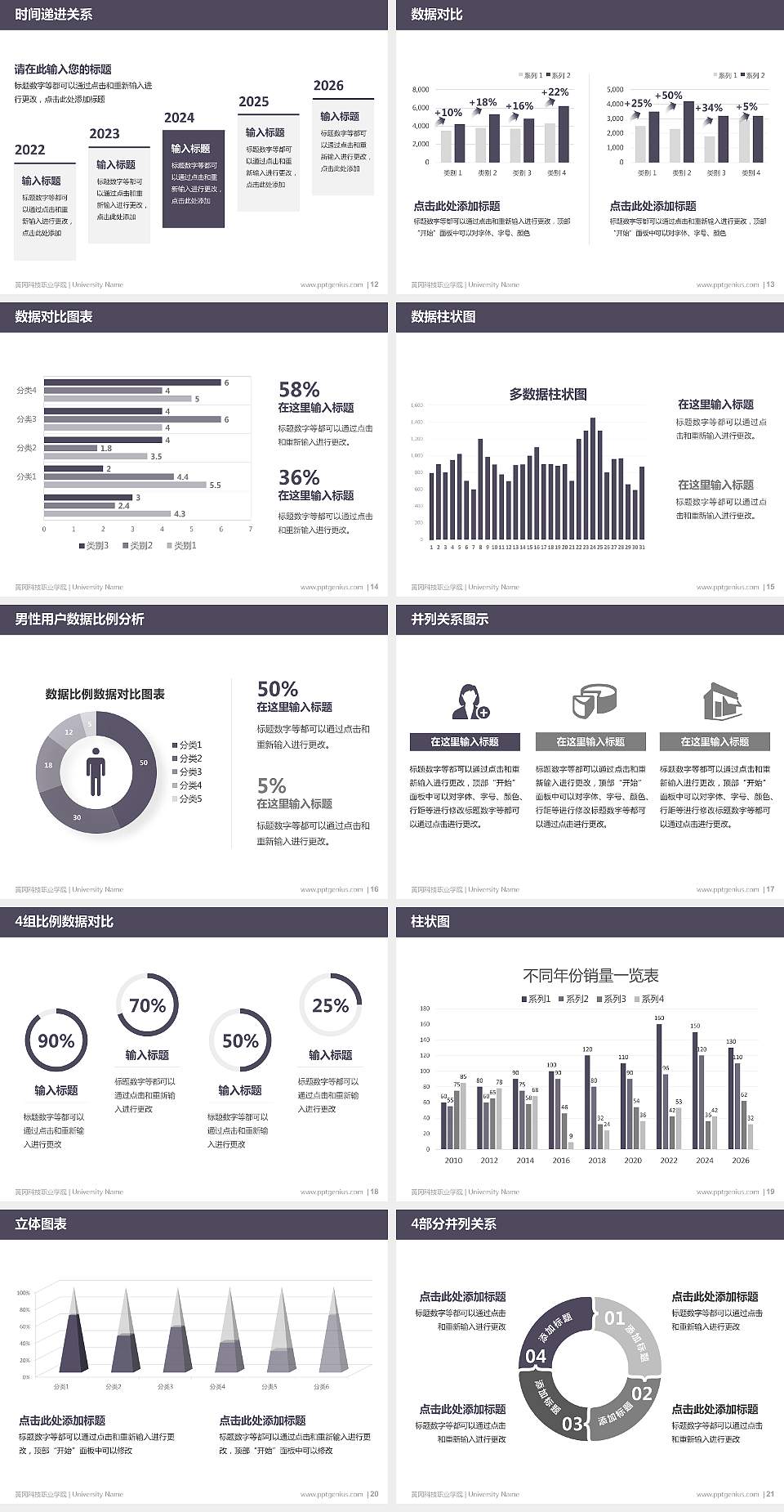 黄冈科技职业学院硕士研究生/本科生毕业论文答辩/开题报告通用PPT模板下载4:3格式幻灯片预览图3