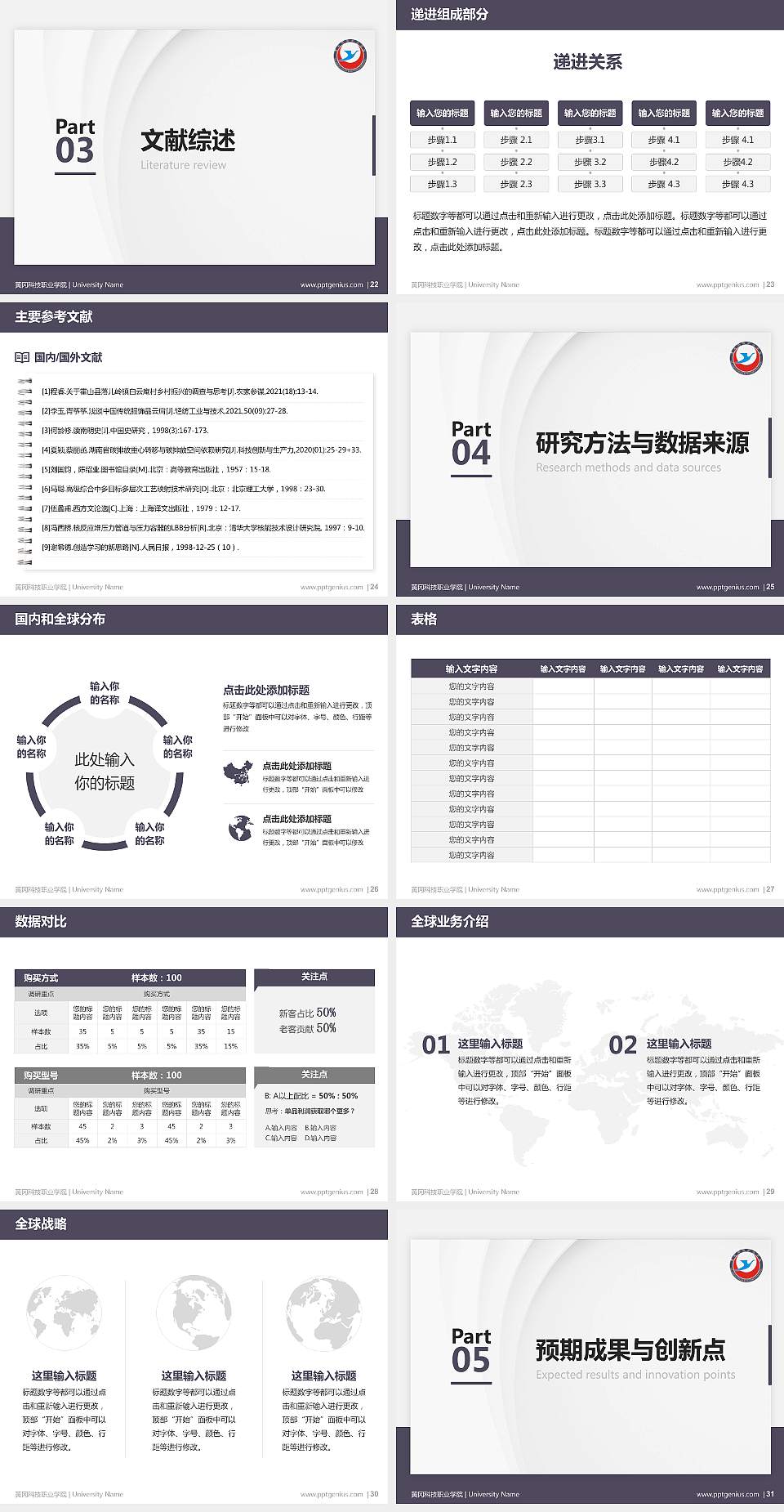 黄冈科技职业学院硕士研究生/本科生毕业论文答辩/开题报告通用PPT模板下载4:3格式幻灯片预览图4