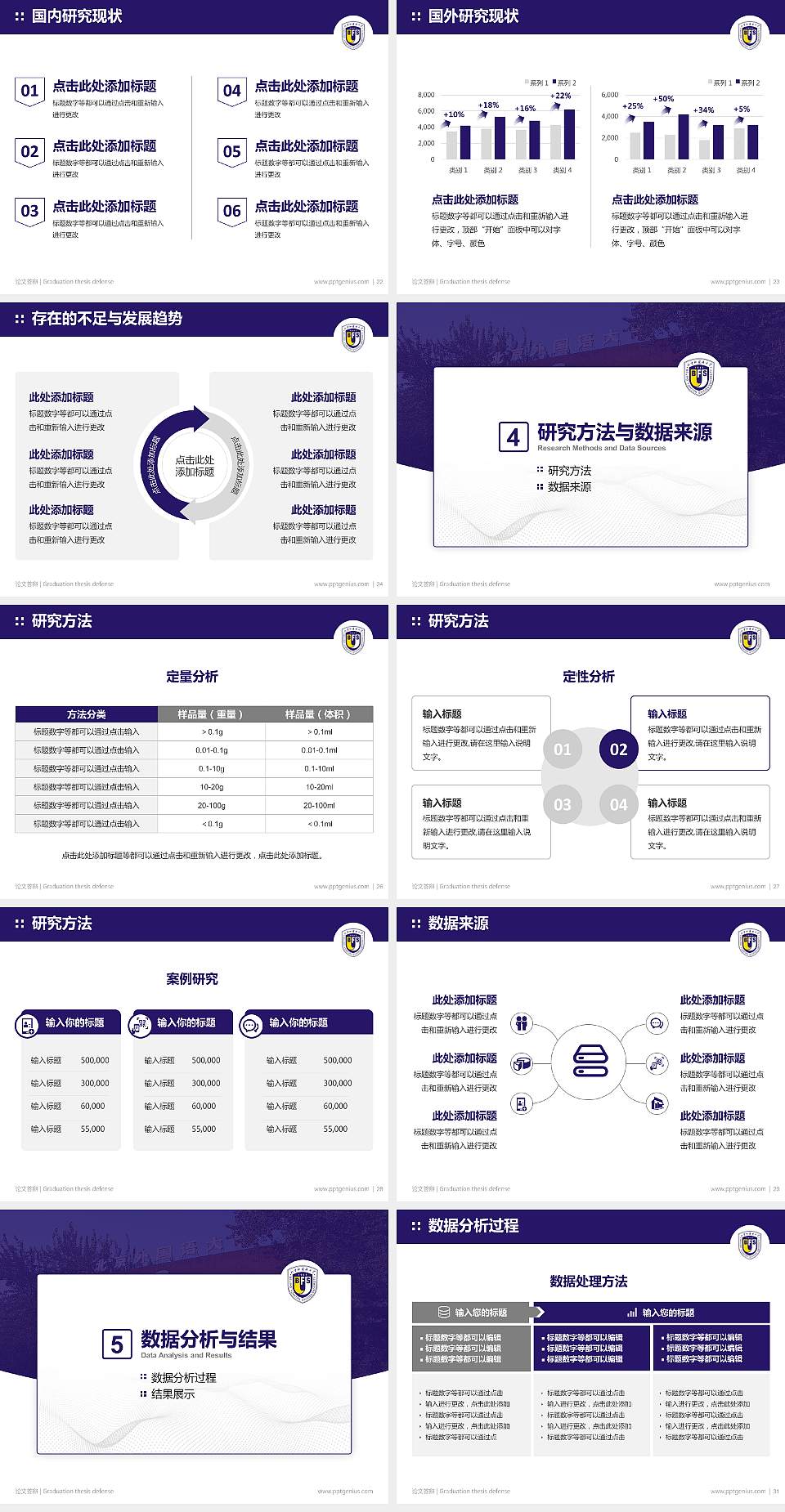 北京外国语大学论文答辩标准PPT模板4:3格式幻灯片预览图4
