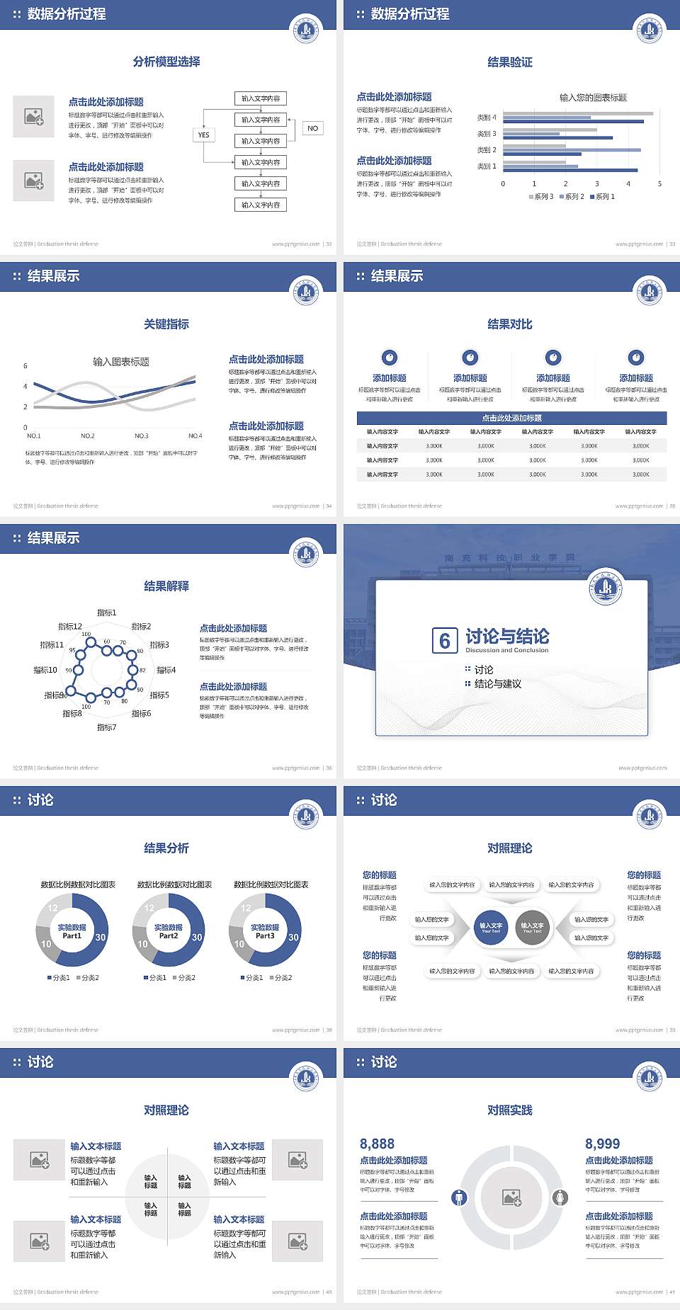 南充科技职业学院论文答辩标准PPT模板4:3格式幻灯片预览图5
