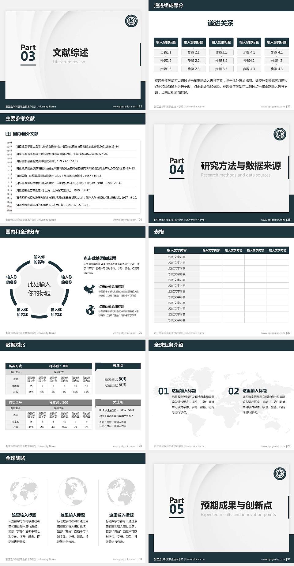 浙江金华科贸职业技术学院硕士研究生/本科生毕业论文答辩/开题报告通用PPT模板下载4:3格式幻灯片预览图4