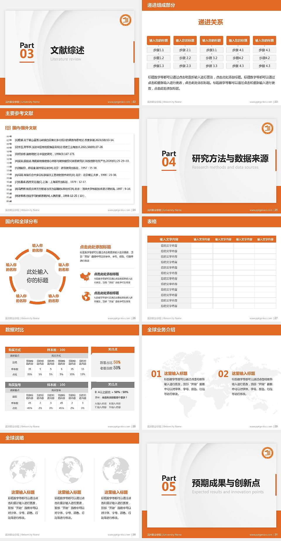 滨州职业学院硕士研究生/本科生毕业论文答辩/开题报告通用PPT模板下载4:3格式幻灯片预览图4