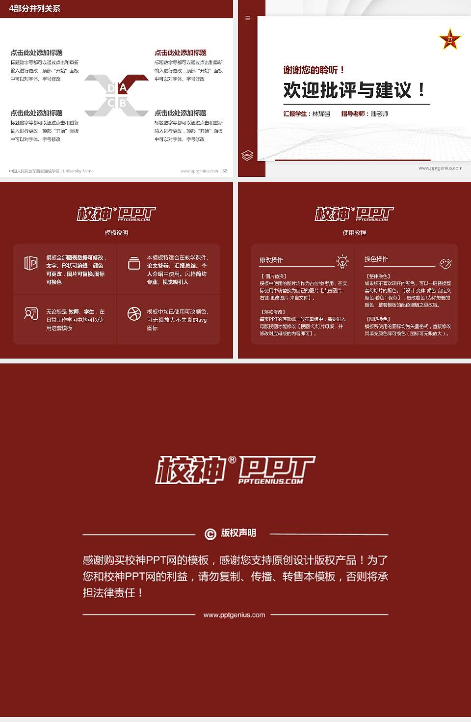 中国人民解放军西安通信学院硕士研究生/本科生毕业论文答辩/开题报告通用PPT模板下载4:3格式幻灯片预览图5