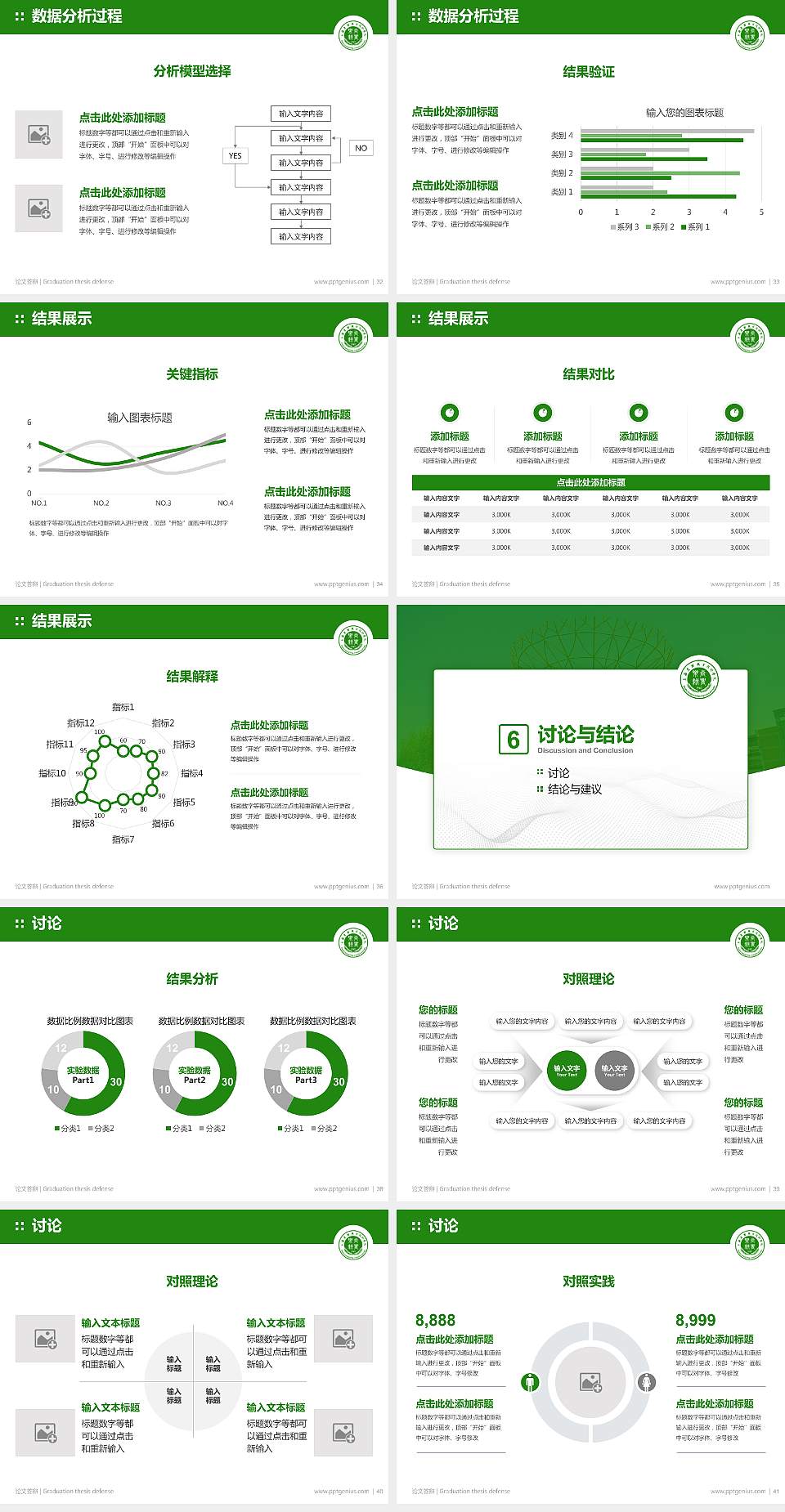 上海农林职业技术学院论文答辩标准PPT模板4:3格式幻灯片预览图5