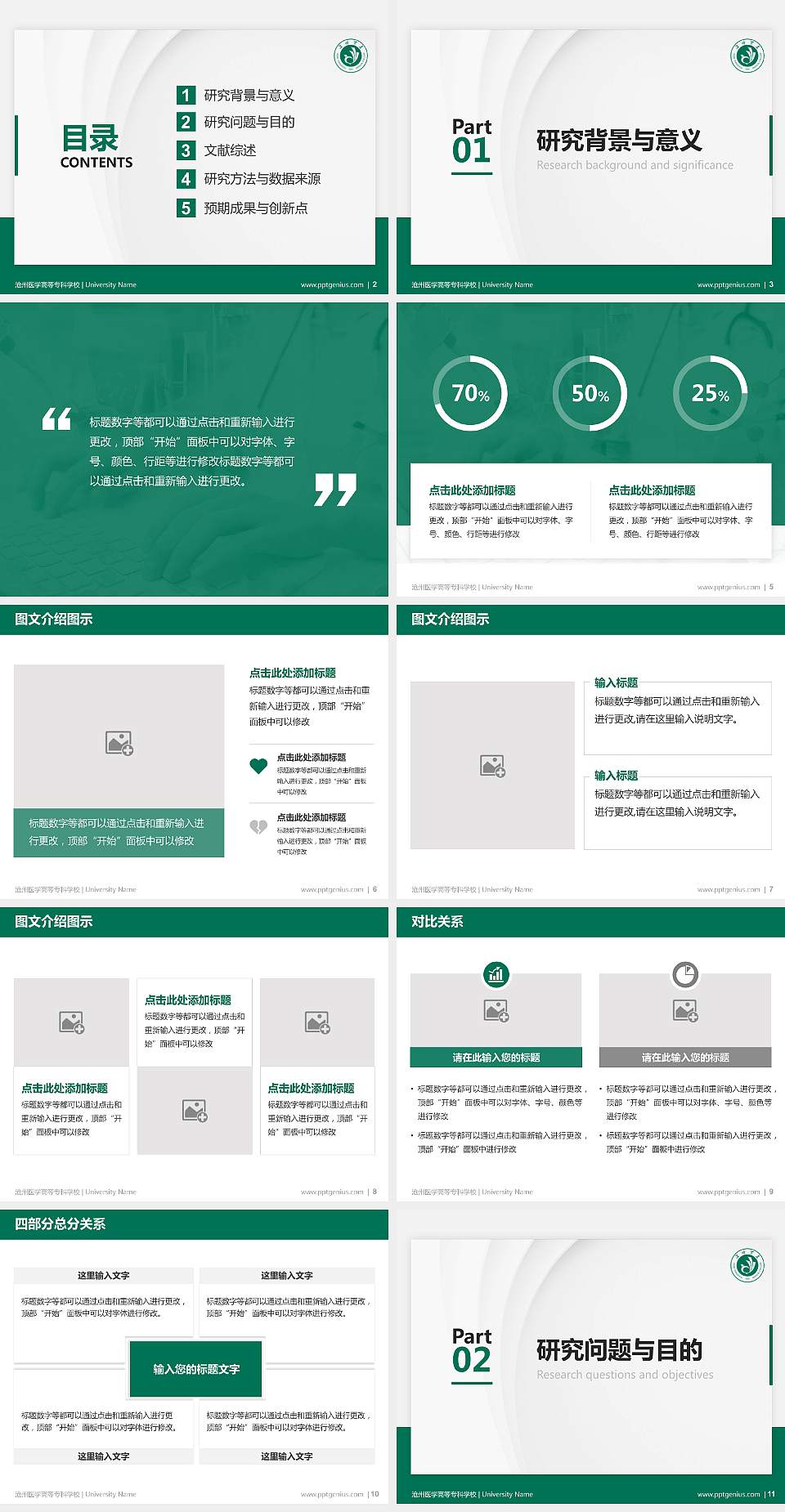 沧州医学高等专科学校硕士研究生/本科生毕业论文答辩/开题报告通用PPT模板下载4:3格式幻灯片预览图2