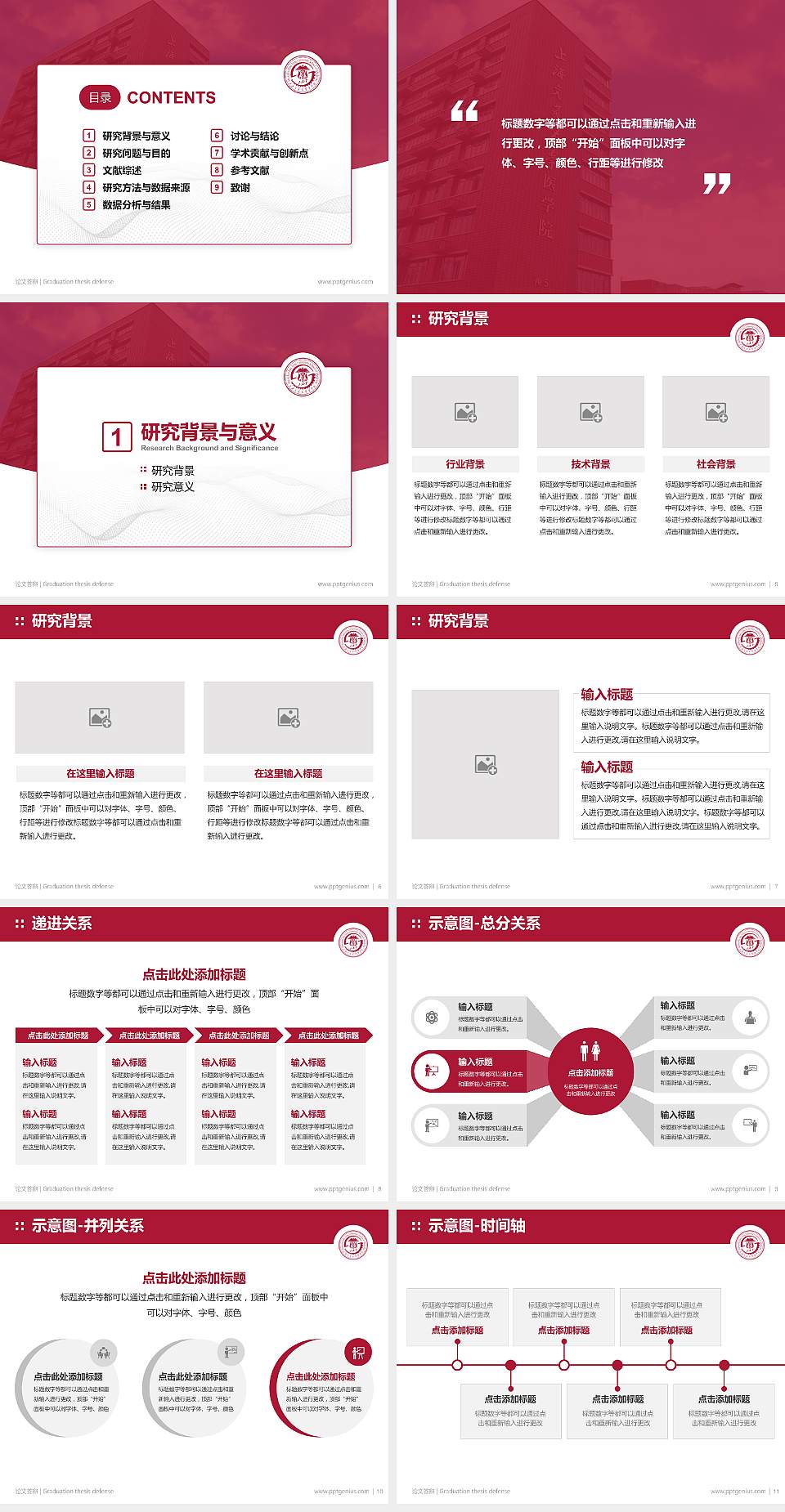上海交通大学医学院论文答辩标准PPT模板4:3格式幻灯片预览图2