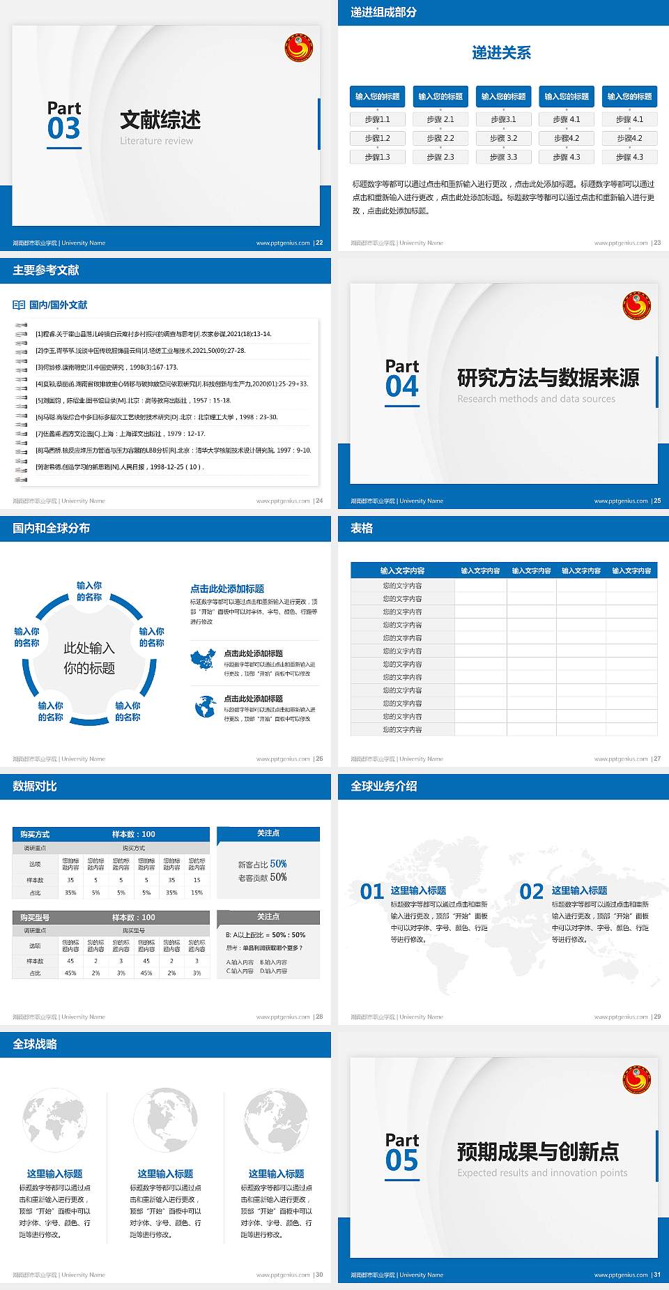 湖南都市职业学院硕士研究生/本科生毕业论文答辩/开题报告通用PPT模板下载4:3格式幻灯片预览图4