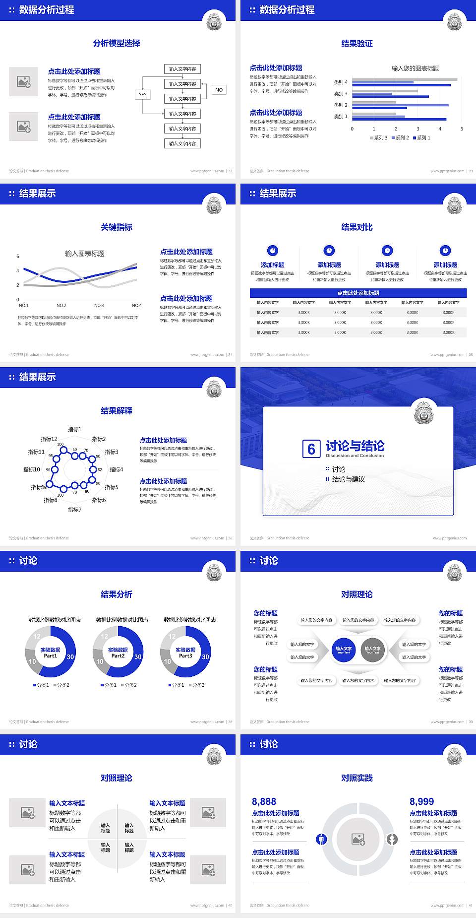 上海公安高等专科学校论文答辩标准PPT模板4:3格式幻灯片预览图5