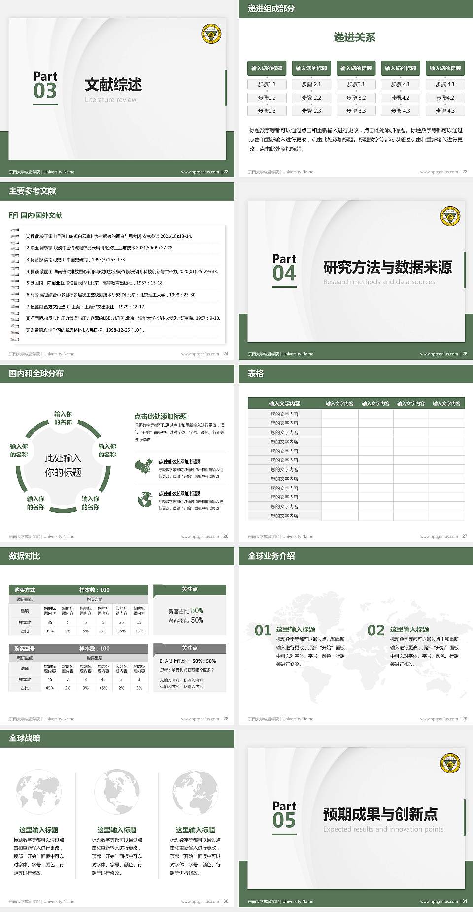 东南大学成贤学院硕士研究生/本科生毕业论文答辩/开题报告通用PPT模板下载4:3格式幻灯片预览图4