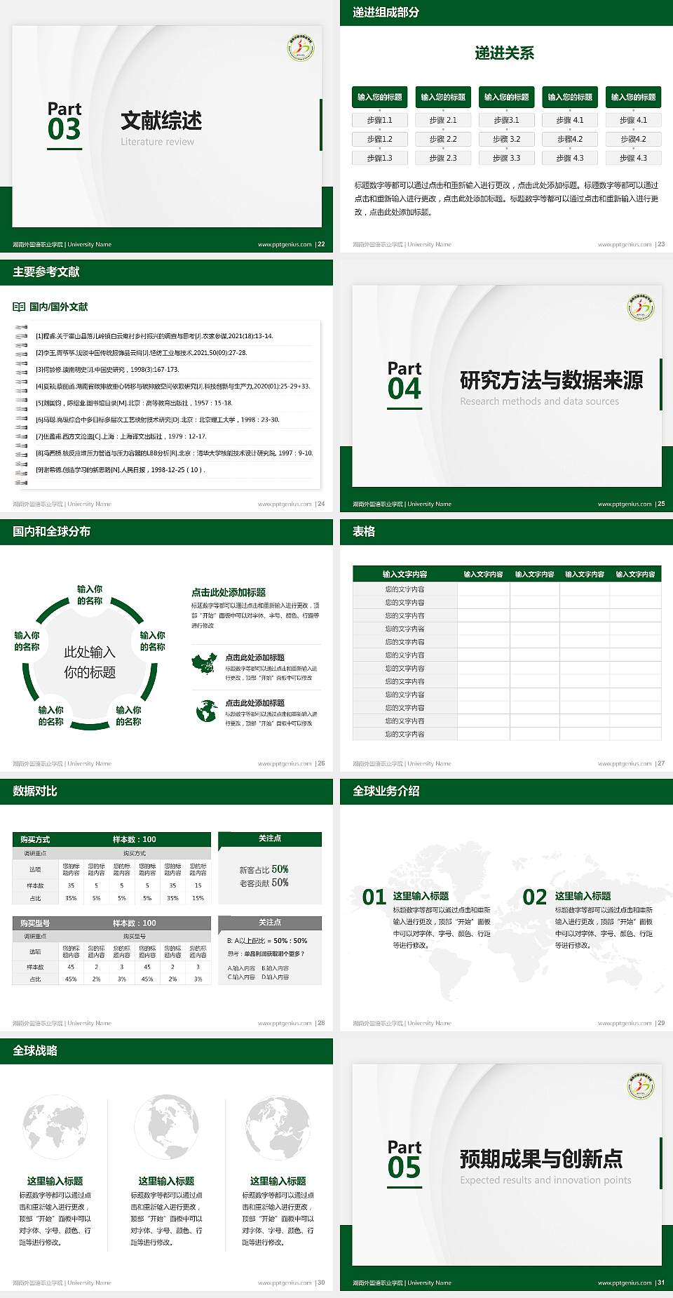 湖南外国语职业学院硕士研究生/本科生毕业论文答辩/开题报告通用PPT模板下载4:3格式幻灯片预览图4