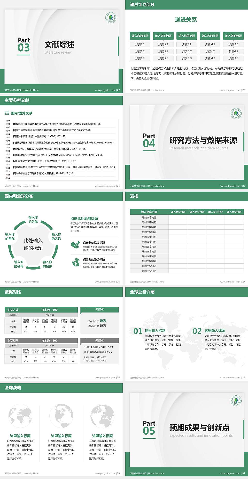 河南林业职业学院硕士研究生/本科生毕业论文答辩/开题报告通用PPT模板下载4:3格式幻灯片预览图4