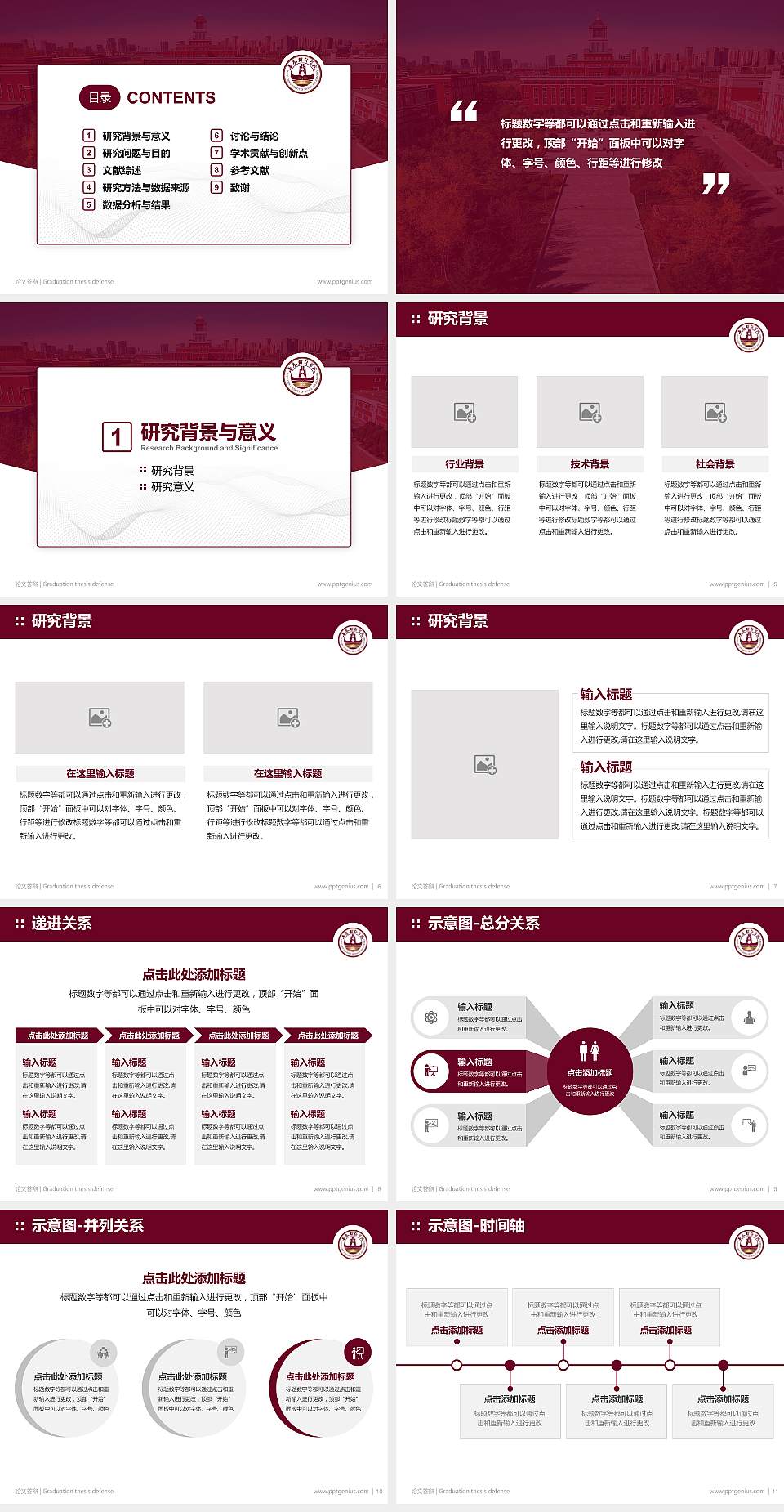 长春财经学院论文答辩标准PPT模板4:3格式幻灯片预览图2