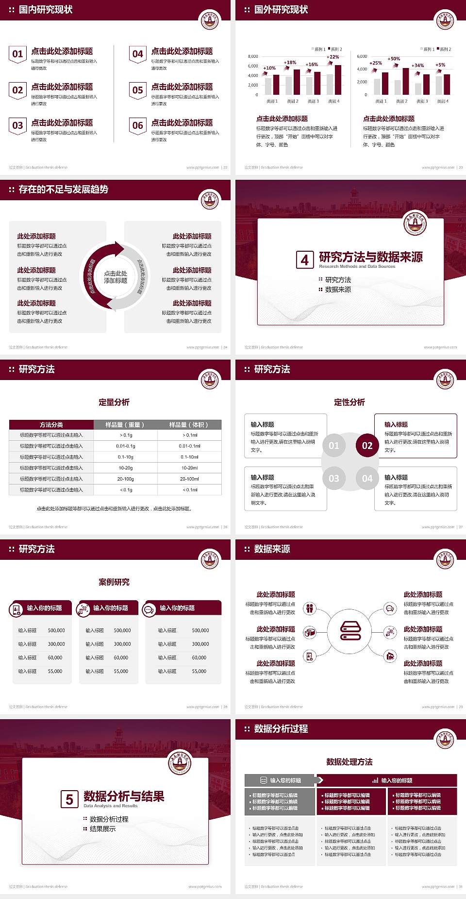 长春财经学院论文答辩标准PPT模板4:3格式幻灯片预览图4