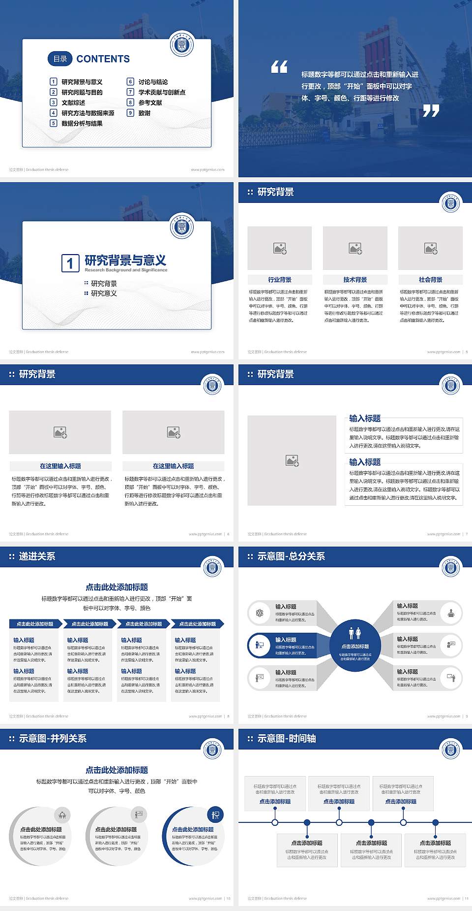 上海理工大学论文答辩标准PPT模板4:3格式幻灯片预览图2