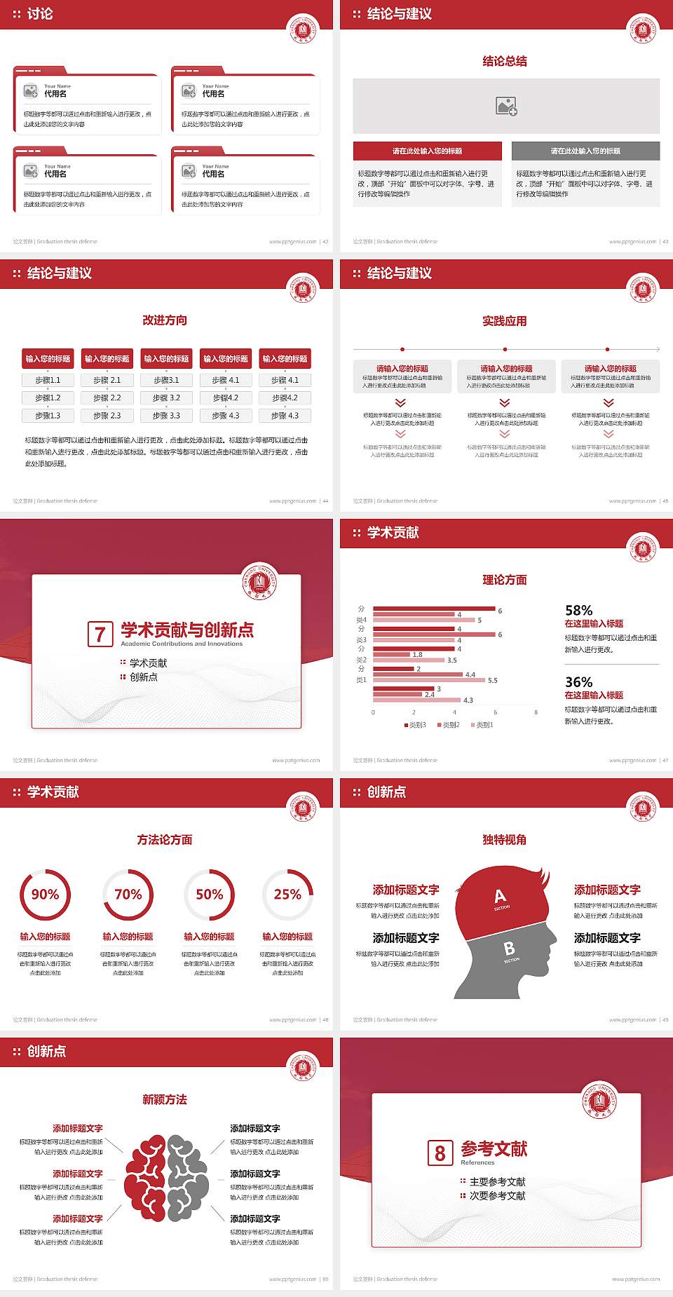 成都大学论文答辩标准PPT模板4:3格式幻灯片预览图6