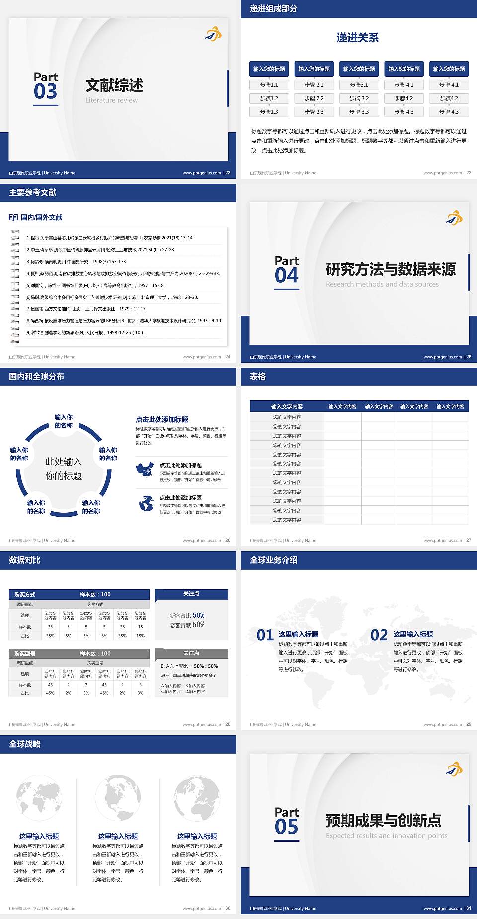 山东现代职业学院硕士研究生/本科生毕业论文答辩/开题报告通用PPT模板下载4:3格式幻灯片预览图4