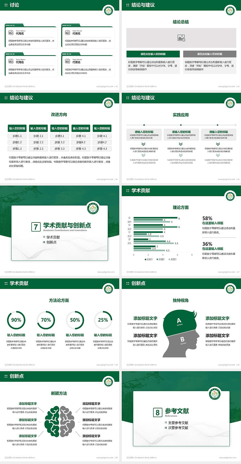 桂林医学院论文答辩标准PPT模板4:3格式幻灯片预览图6