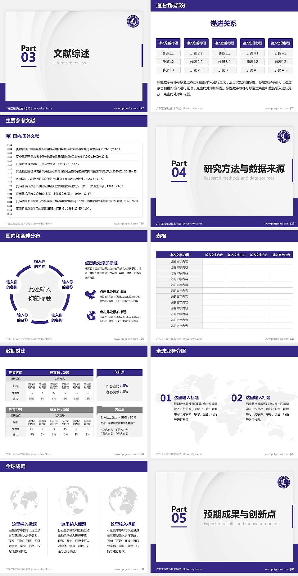 广东工程职业技术学院硕士研究生/本科生毕业论文答辩/开题报告通用PPT模板下载4:3格式幻灯片预览图4